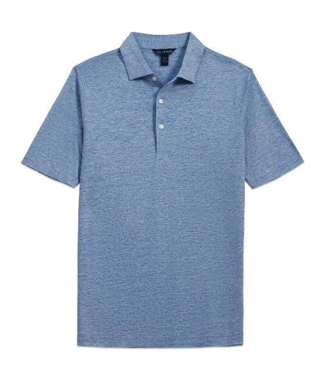 Men's thermal t - shirts with a high - neck design for cold weatherLinen Mélange Polo, Sky Men's thermal t - shirts with a high - neck design for cold weatherLinen Mélange Polo, Sky