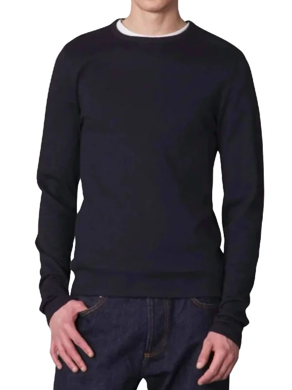 Men's lightweight performance t - shirts for running marathonsLong Sleeve Double Face Tee Top In Dark Navy Men's lightweight performance t - shirts for running marathonsLong Sleeve Double Face Tee Top In Dark Navy