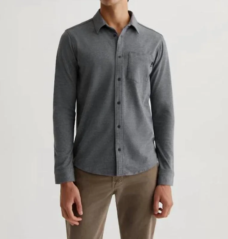 Men's smart - casual checkered t - shirts for semi - formal occasionsMason Shirt In Heather Charcoal Grey Men's smart - casual checkered t - shirts for semi - formal occasionsMason Shirt In Heather Charcoal Grey