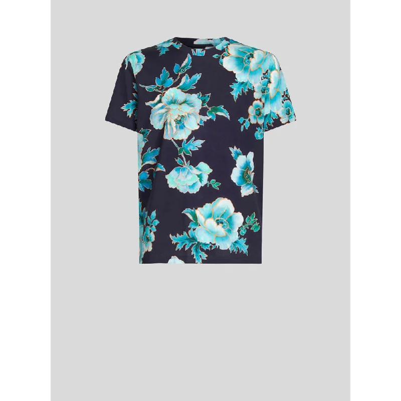 Men's polo t - shirts with a contrast collar for a preppy lookMaxi Floral Print T-shirt Men's polo t - shirts with a contrast collar for a preppy lookMaxi Floral Print T-shirt