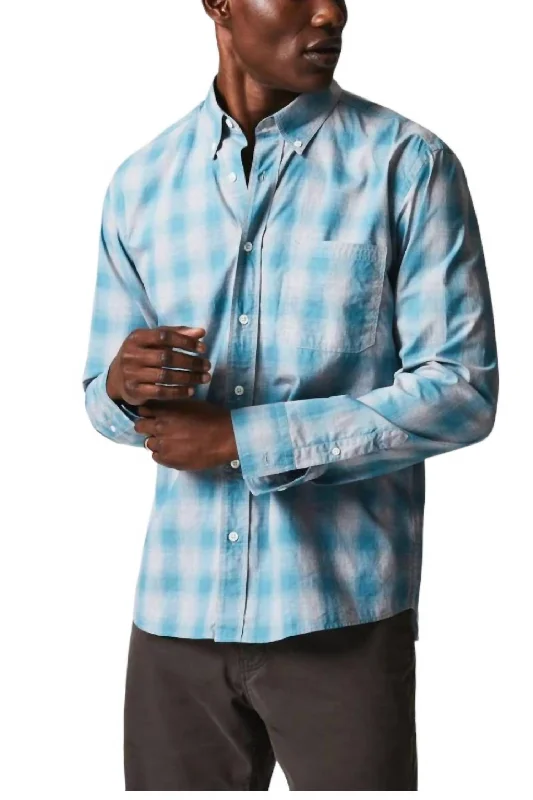Men's slim - fit graphic t - shirts with vintage rock band printsMelange Shadow Plaid Tuscumbia Shirt In Grey/smoke Blue Men's slim - fit graphic t - shirts with vintage rock band printsMelange Shadow Plaid Tuscumbia Shirt In Grey/smoke Blue