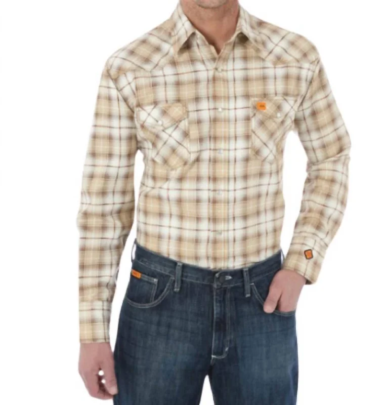 Men's smart - casual checkered t - shirts for semi - formal occasionsMen's 20X Flame Resistant Work Shirt - Plus In Sand Plaid Men's smart - casual checkered t - shirts for semi - formal occasionsMen's 20X Flame Resistant Work Shirt - Plus In Sand Plaid