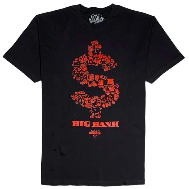 Men's slim - fit graphic t - shirts with vintage rock band printsMen's Big Bank T-Shirt In Black Men's slim - fit graphic t - shirts with vintage rock band printsMen's Big Bank T-Shirt In Black