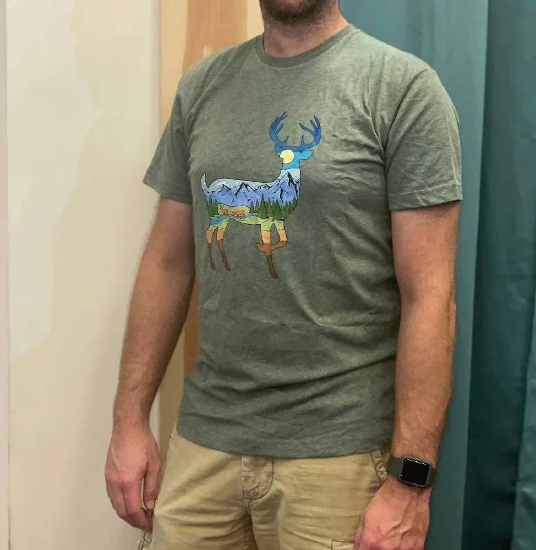 Men's plus - size pocket t - shirts with a classic lookMen's Big Shot Buck Western Graphic Tee In Green Men's plus - size pocket t - shirts with a classic lookMen's Big Shot Buck Western Graphic Tee In Green