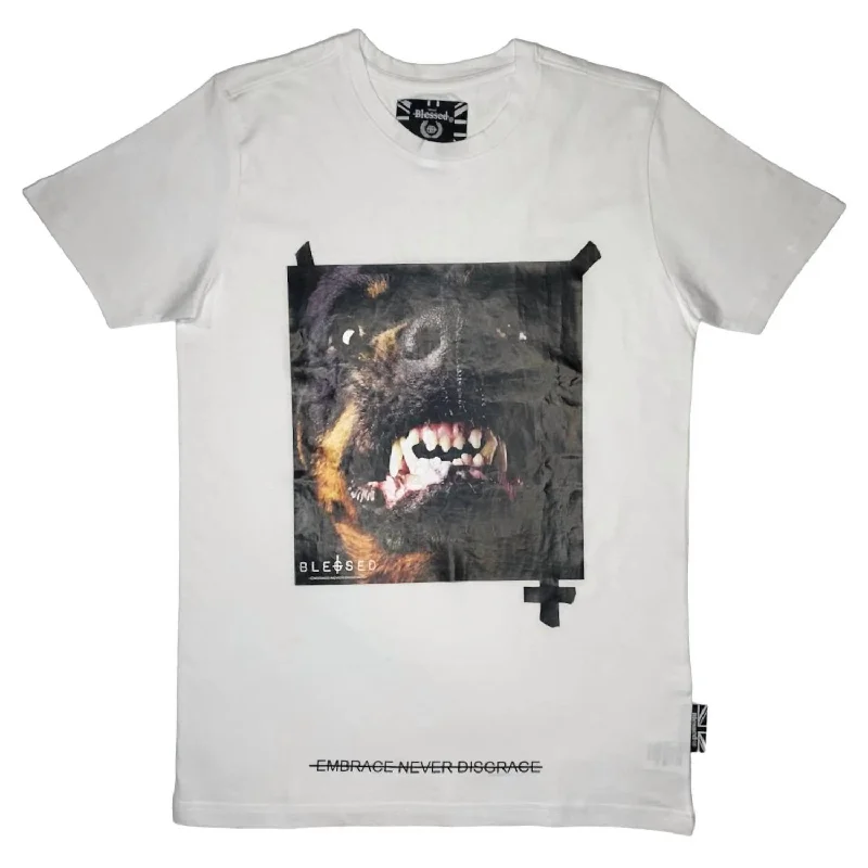 Men's slim - fit graphic t - shirts with vintage rock band printsMen's Bite T-Shirt In White Men's slim - fit graphic t - shirts with vintage rock band printsMen's Bite T-Shirt In White
