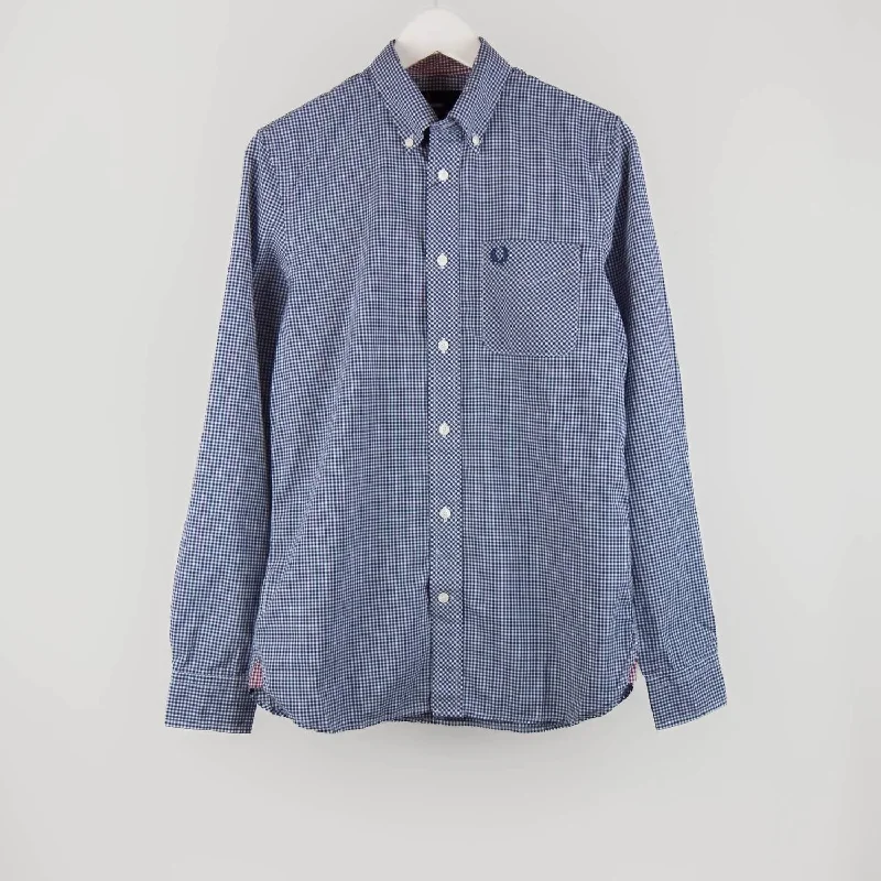 Men's long - sleeve henley t - shirts with button - down placketsMen's Classic Gingham Long Sleeve Shirt In Medieval Blue Men's long - sleeve henley t - shirts with button - down placketsMen's Classic Gingham Long Sleeve Shirt In Medieval Blue