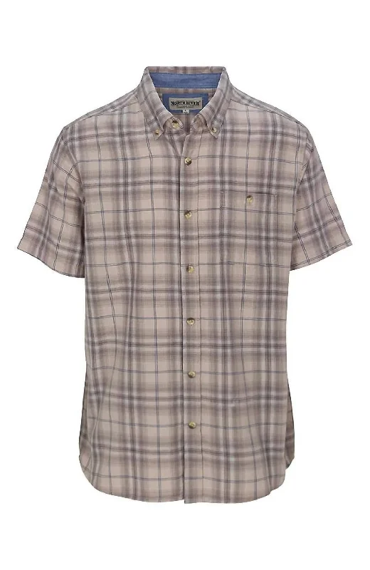 Men's lightweight performance t - shirts for running marathonsMen's Cozy Cotton Short Sleeve Plaid Shirt In Tan