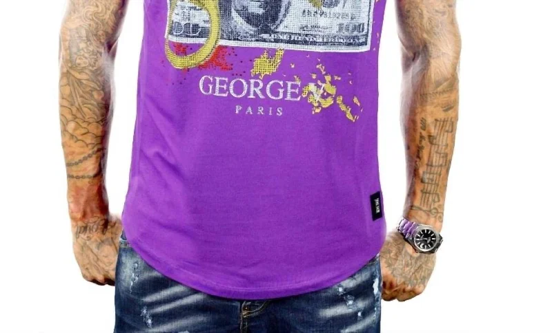 Men's ribbed t - shirts with a textured finish for added styleMen's Cuff Cash Rhinestone Tee In Purple Men's ribbed t - shirts with a textured finish for added styleMen's Cuff Cash Rhinestone Tee In Purple