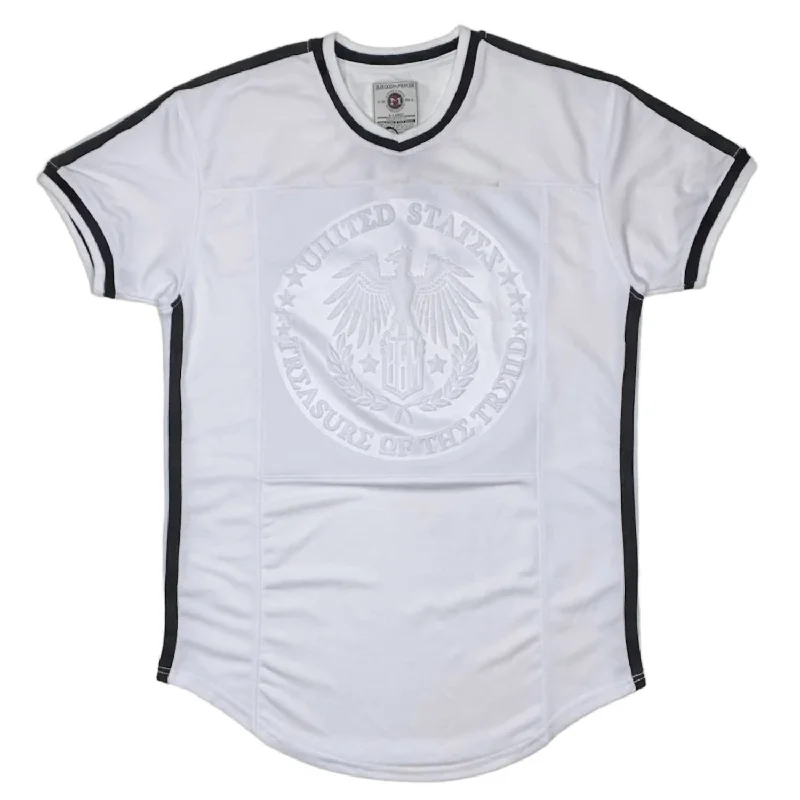 Men's organic cotton crew - neck t - shirts for everyday comfortMen's Embossment Varsity T-Shirt In Money/white Men's organic cotton crew - neck t - shirts for everyday comfortMen's Embossment Varsity T-Shirt In Money/white