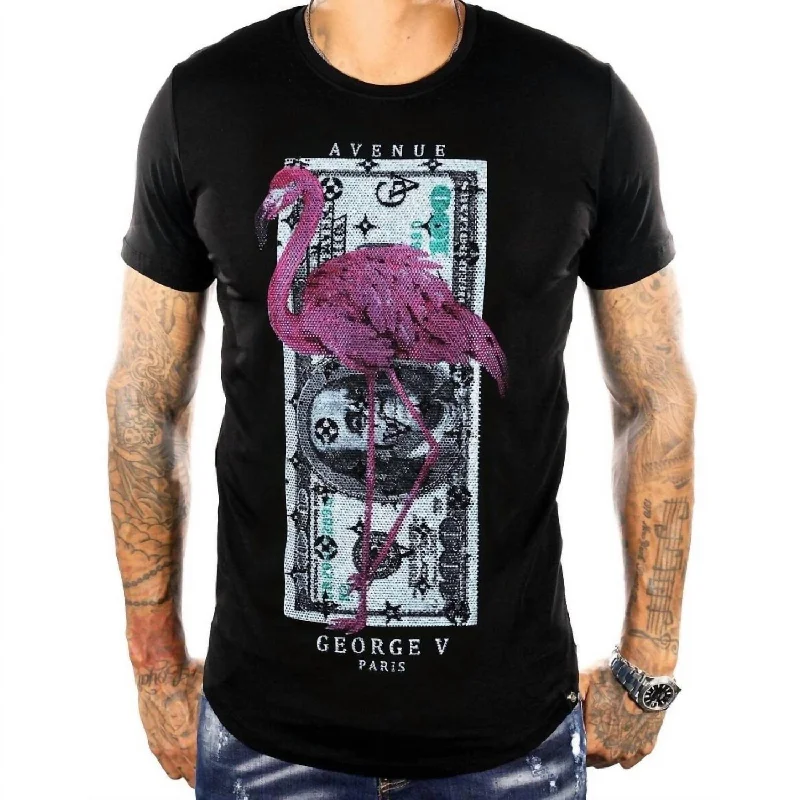 Men's organic cotton crew - neck t - shirts for everyday comfortMen's Flamingo Cash Tee In Black