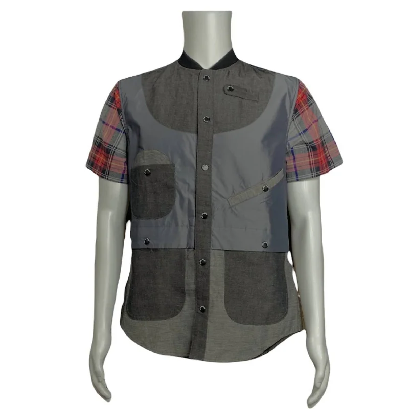 Men's thermal t - shirts with a high - neck design for cold weatherMen's Geometric Safari Shirt In Grey/red Men's thermal t - shirts with a high - neck design for cold weatherMen's Geometric Safari Shirt In Grey/red