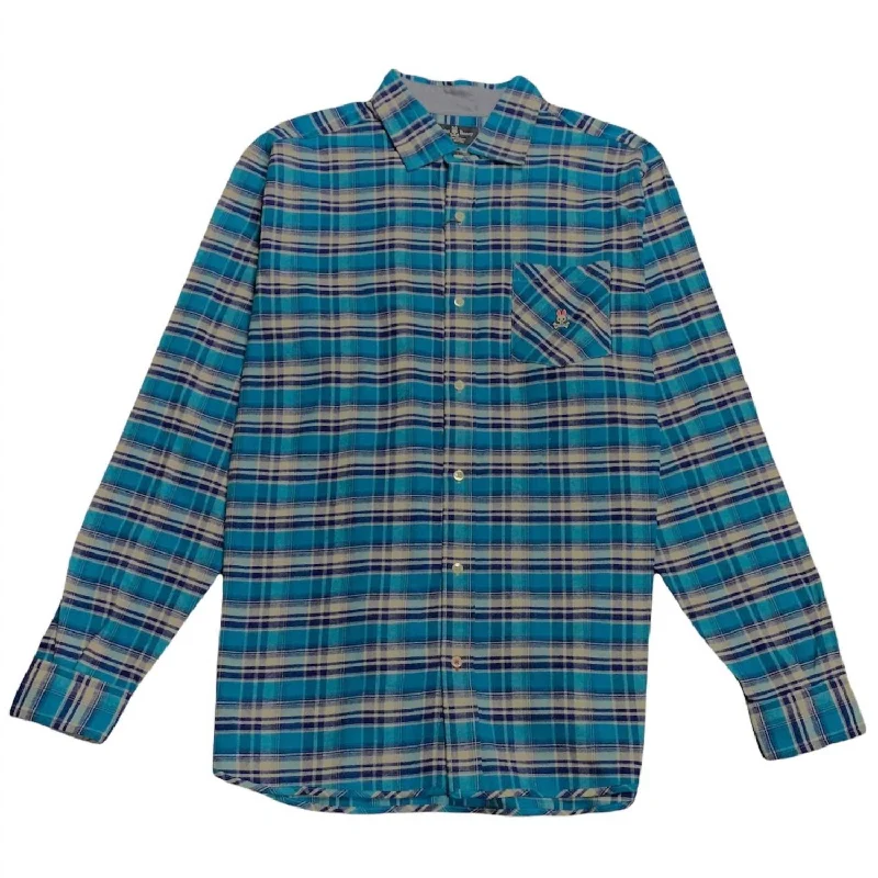 Men's tie - dye t - shirts with a bohemian styleMen's Long Sleeve Flannel Shirt In Blue/white Men's tie - dye t - shirts with a bohemian styleMen's Long Sleeve Flannel Shirt In Blue/white