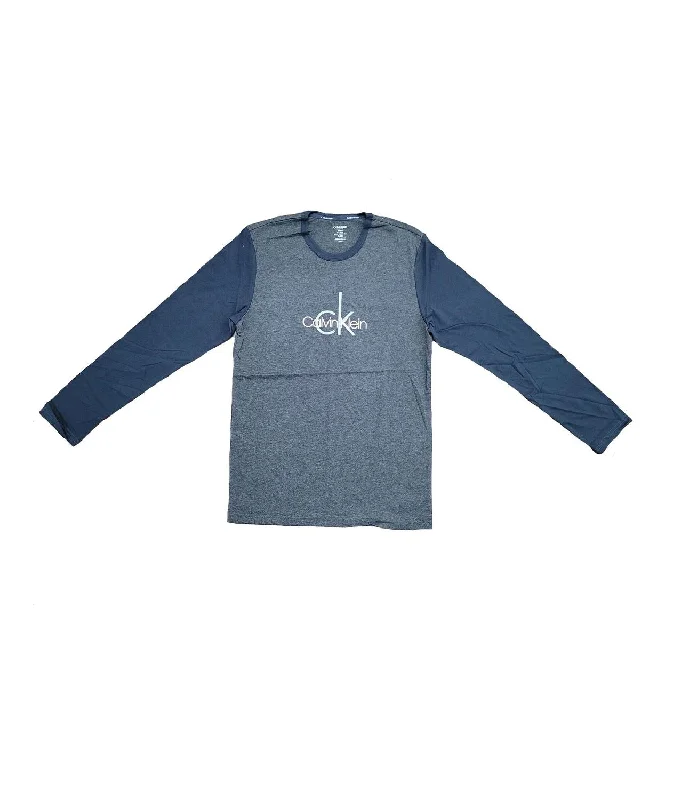 Men's plus - size pocket t - shirts with a classic lookMen's Long Sleeve Sleepwear Shirt In Heather Grey/blue Men's plus - size pocket t - shirts with a classic lookMen's Long Sleeve Sleepwear Shirt In Heather Grey/blue