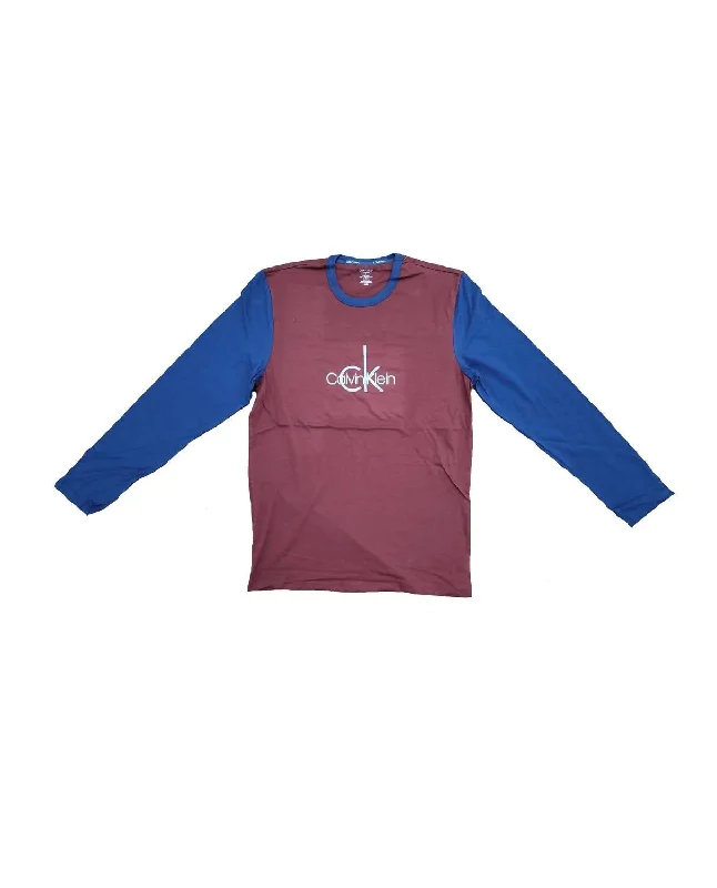 Men's polo t - shirts with a contrast collar for a preppy lookMen's Long Sleeve Sleepwear Shirt In Maroon/blue Men's polo t - shirts with a contrast collar for a preppy lookMen's Long Sleeve Sleepwear Shirt In Maroon/blue