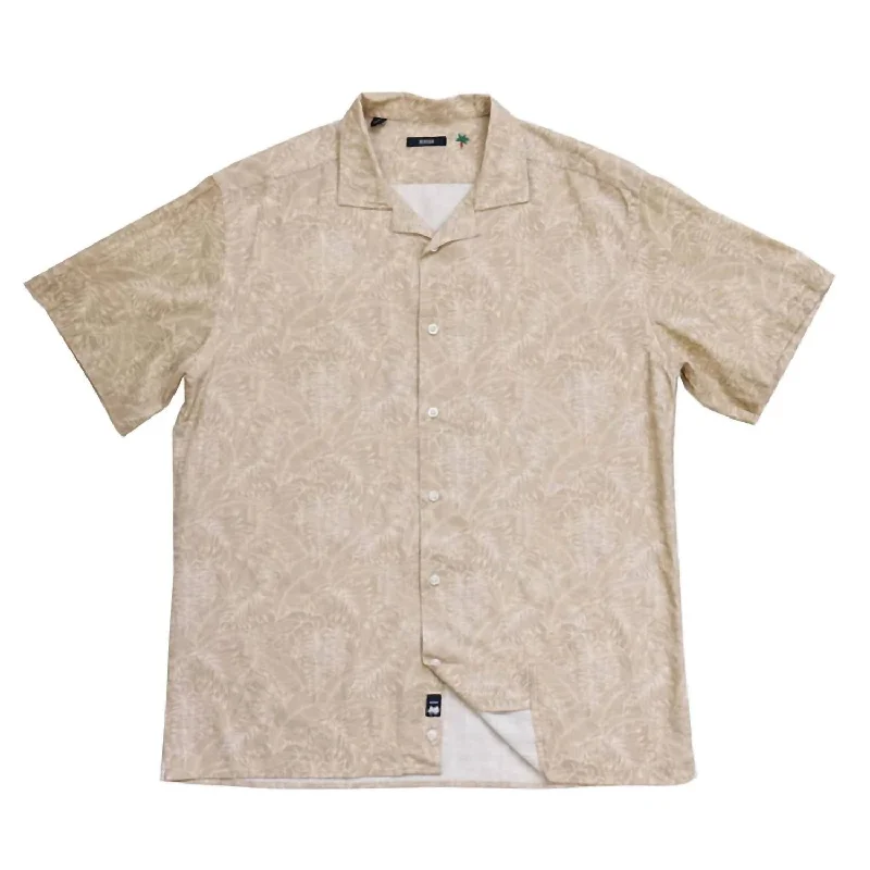 Men's thermal t - shirts with a high - neck design for cold weatherMen's Malibu Button Up Shirt In Beige Men's thermal t - shirts with a high - neck design for cold weatherMen's Malibu Button Up Shirt In Beige
