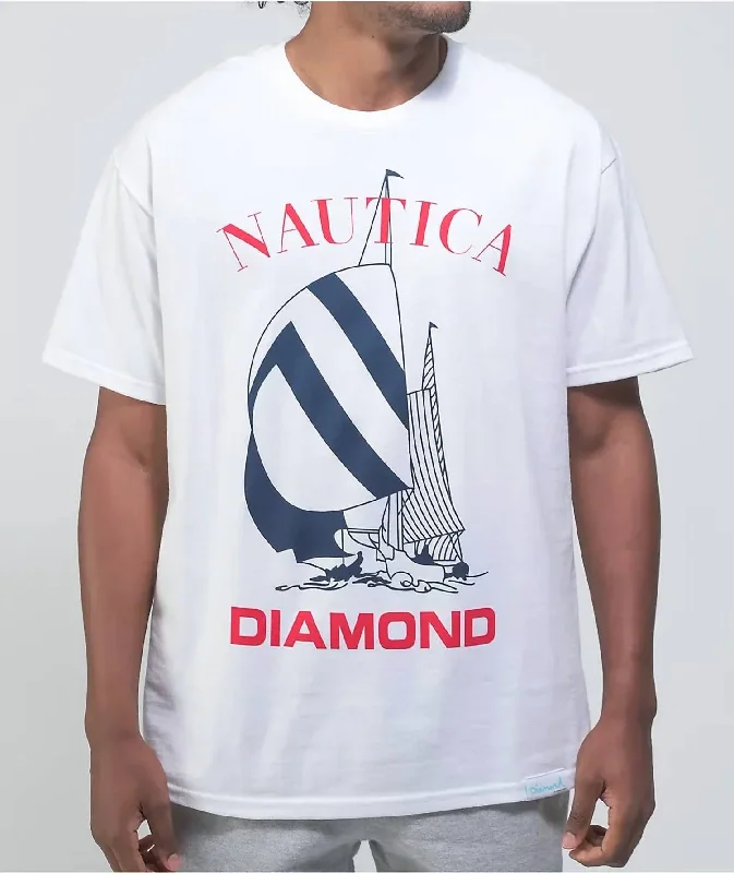 Men's UV - protection t - shirts for outdoor activities in the sunMen's Nautica Tee In White