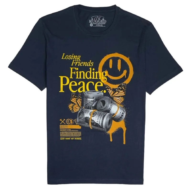 Men's ribbed t - shirts with a textured finish for added styleMen's Peace T-Shirt In Navy Men's ribbed t - shirts with a textured finish for added styleMen's Peace T-Shirt In Navy