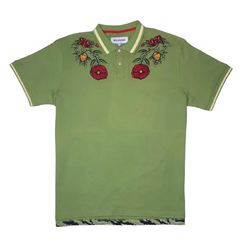 Men's eco - friendly recycled t - shirts for sustainable fashion choicesMen's Roses Polo In Green Men's eco - friendly recycled t - shirts for sustainable fashion choicesMen's Roses Polo In Green