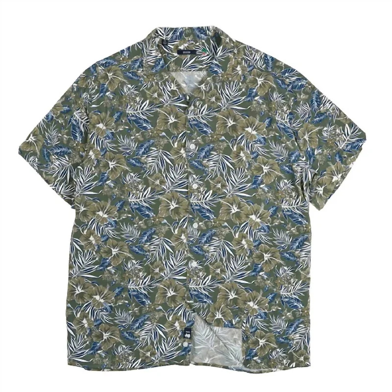 Men's mock - neck t - shirts with a modern and sleek styleMen's Rosseau Button Up Shirt In Green Jungle Men's mock - neck t - shirts with a modern and sleek styleMen's Rosseau Button Up Shirt In Green Jungle