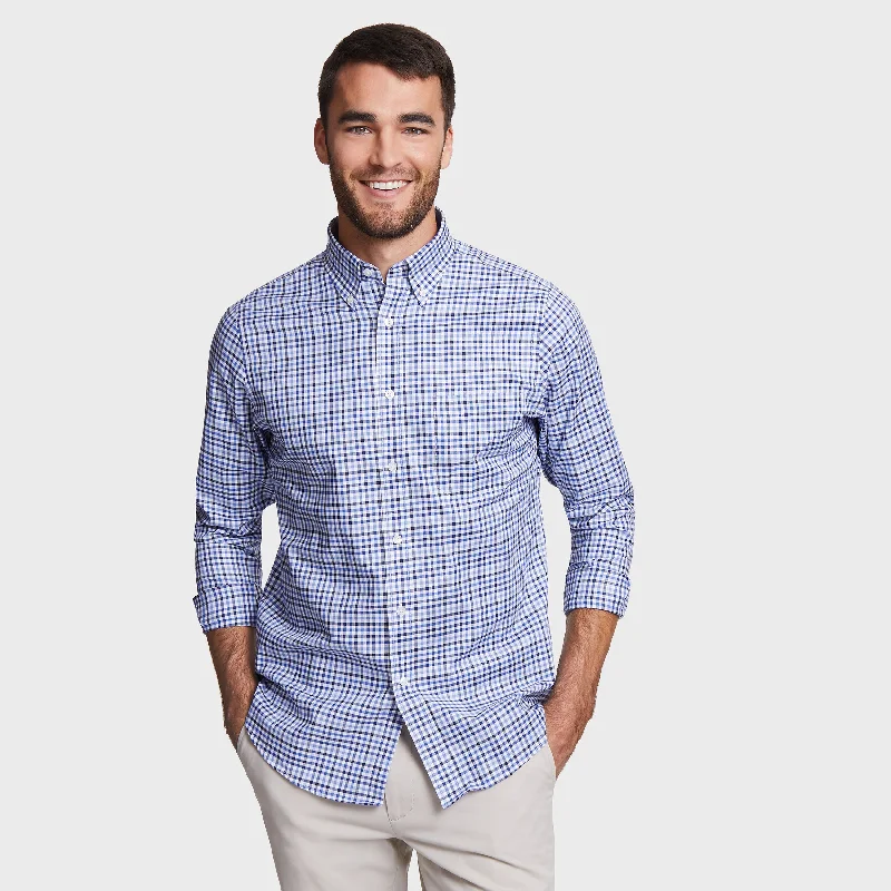 Men's slim - fit graphic t - shirts with vintage rock band printsNautica Classic Fit Shirt In Marine Blue Plaid