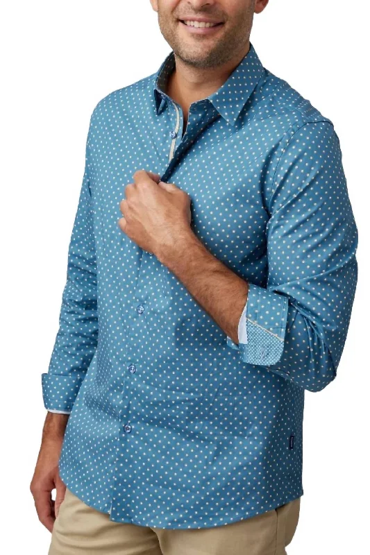 Men's UV - protection t - shirts for outdoor activities in the sunPainted Dot Print Shirt In Slate Blue Men's UV - protection t - shirts for outdoor activities in the sunPainted Dot Print Shirt In Slate Blue