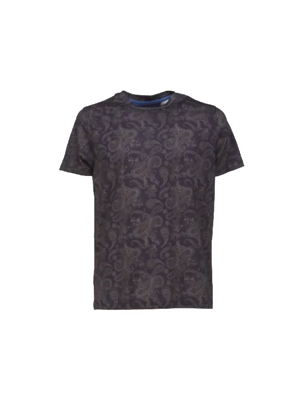 Men's tie - dye t - shirts with a bohemian stylePaisley T-Shirt In Navy/brown