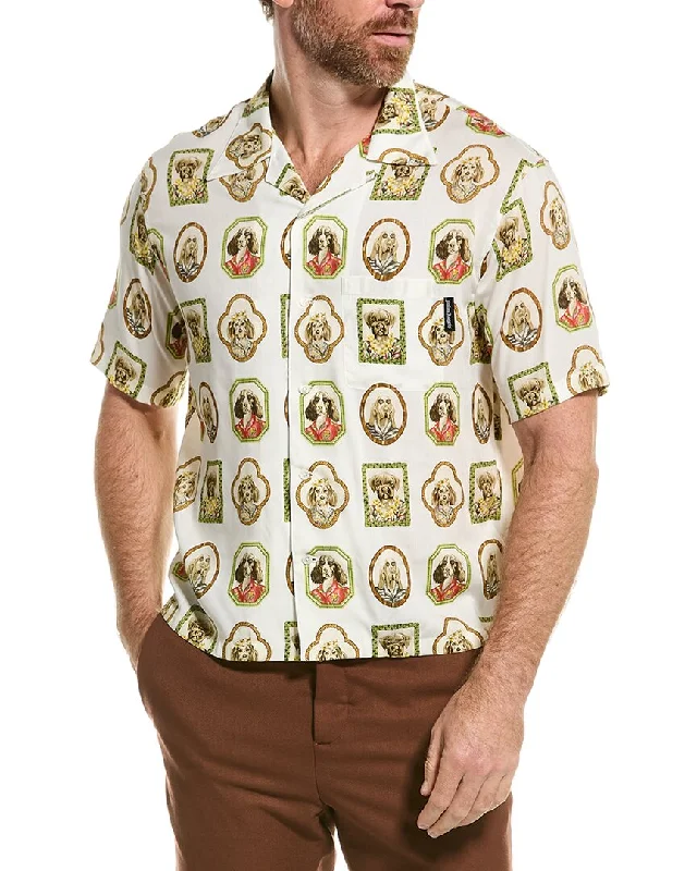 Men's mock - neck t - shirts with a modern and sleek stylePalm Angels Hawaiian Dogs Bowling Shirt Men's mock - neck t - shirts with a modern and sleek stylePalm Angels Hawaiian Dogs Bowling Shirt