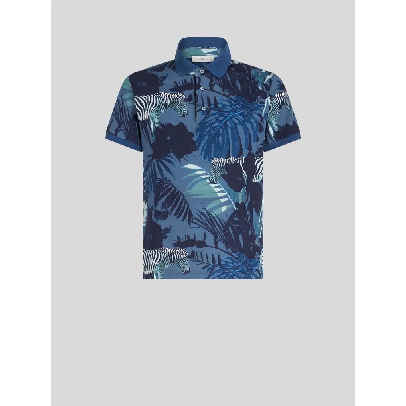 Men's lightweight performance t - shirts for running marathonsPiquet Polo Shirt With Jungle And Zebra Print Men's lightweight performance t - shirts for running marathonsPiquet Polo Shirt With Jungle And Zebra Print
