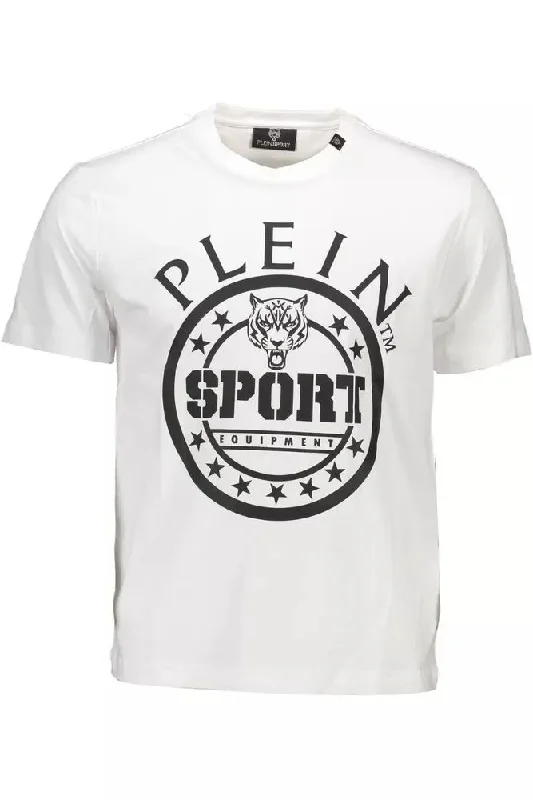 Men's thermal t - shirts with a high - neck design for cold weatherPlein Sport Sleek Cotton Crew Neck Tee with Contrasting Men's Details Men's thermal t - shirts with a high - neck design for cold weatherPlein Sport Sleek Cotton Crew Neck Tee with Contrasting Men's Details