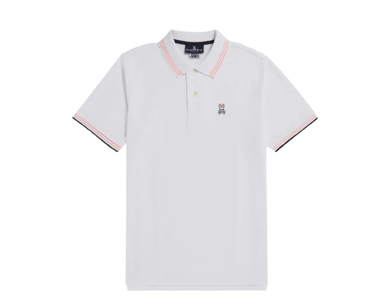 Men's ribbed t - shirts with a textured finish for added stylePsycho Bunny Anthony Neon Tipped Polo White/Neon Org Men's Shirt B6K202S1PC-WHT Men's ribbed t - shirts with a textured finish for added stylePsycho Bunny Anthony Neon Tipped Polo White/Neon Org Men's Shirt B6K202S1PC-WHT