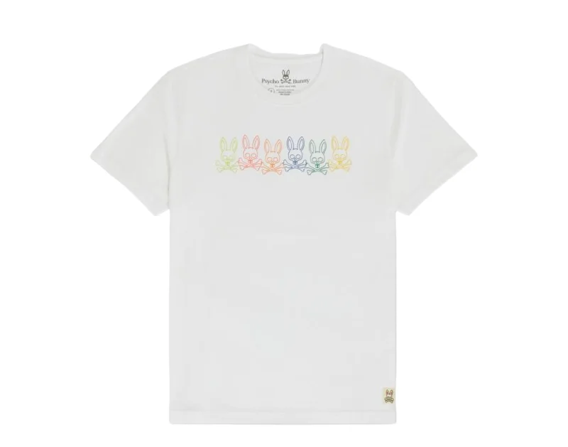 Men's v - neck muscle t - shirts for a body - building aestheticPsycho Bunny Barbon Graphic White/Multi Tee Shirt B6U108Q1PC-WHT Men's v - neck muscle t - shirts for a body - building aestheticPsycho Bunny Barbon Graphic White/Multi Tee Shirt B6U108Q1PC-WHT