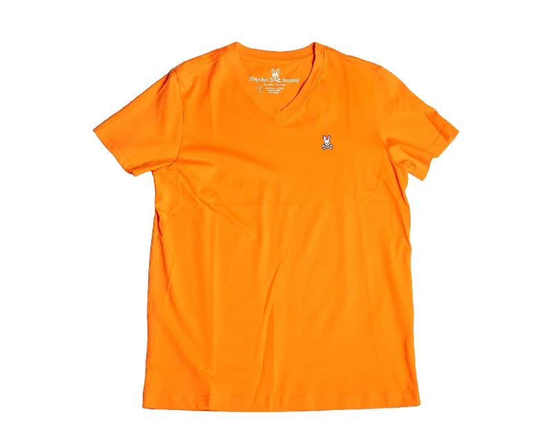 Men's smart - casual checkered t - shirts for semi - formal occasionsPsycho Bunny Classic V-Neck Brilliant Orange Tee Shirt B6U100Q1PC-BOG Men's smart - casual checkered t - shirts for semi - formal occasionsPsycho Bunny Classic V-Neck Brilliant Orange Tee Shirt B6U100Q1PC-BOG