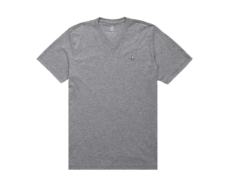 Men's ribbed t - shirts with a textured finish for added stylePsycho Bunny Classic V-Neck H.Grey Men's Big and Tall Tee Shirt B9U100ARPC-HGY Men's ribbed t - shirts with a textured finish for added stylePsycho Bunny Classic V-Neck H.Grey Men's Big and Tall Tee Shirt B9U100ARPC-HGY