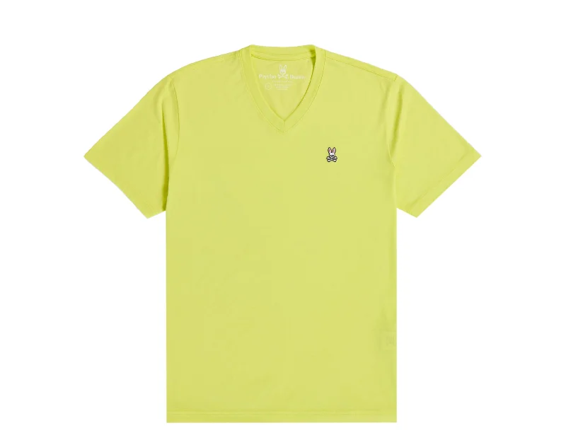Men's short - sleeve linen t - shirts for summer beach outingsPsycho Bunny Classic V-Neck Lemon Tonic Men's Tee Shirt B6U100N1PC-LNC Men's short - sleeve linen t - shirts for summer beach outingsPsycho Bunny Classic V-Neck Lemon Tonic Men's Tee Shirt B6U100N1PC-LNC