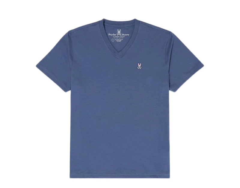 Men's plus - size pocket t - shirts with a classic lookPsycho Bunny Classic V-Neck Mineral Blue Men's Tee Shirt B6U100J1PC-MIN Men's plus - size pocket t - shirts with a classic lookPsycho Bunny Classic V-Neck Mineral Blue Men's Tee Shirt B6U100J1PC-MIN
