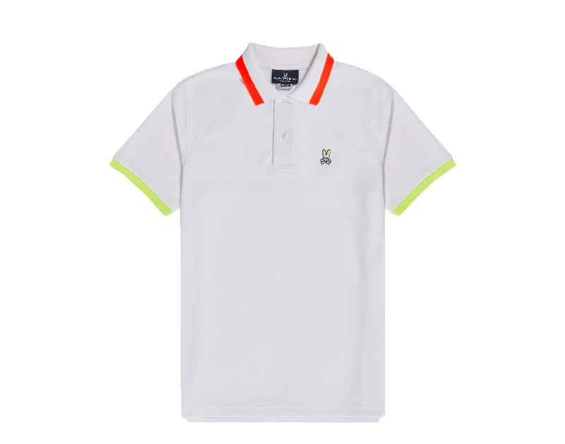 Men's antimicrobial t - shirts for odor - free freshness during travelPsycho Bunny Hayfield Polo White/Orange/Yellow Men's Shirt B6K896N1PC-WHT Men's antimicrobial t - shirts for odor - free freshness during travelPsycho Bunny Hayfield Polo White/Orange/Yellow Men's Shirt B6K896N1PC-WHT
