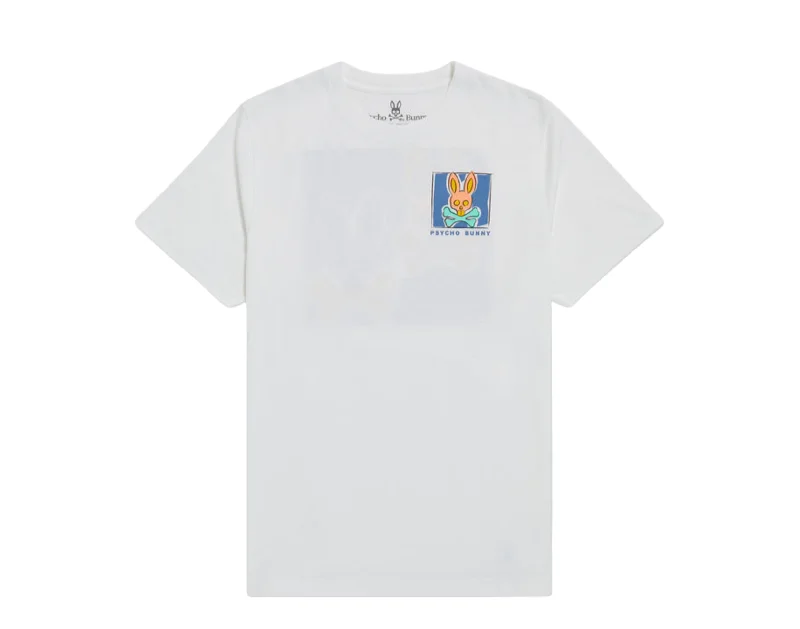 Men's slim - fit graphic t - shirts with vintage rock band printsPsycho Bunny James Bunny In A Box White Big and Tall Tee Shirt B9U108S1PC-WHT Men's slim - fit graphic t - shirts with vintage rock band printsPsycho Bunny James Bunny In A Box White Big and Tall Tee Shirt B9U108S1PC-WHT