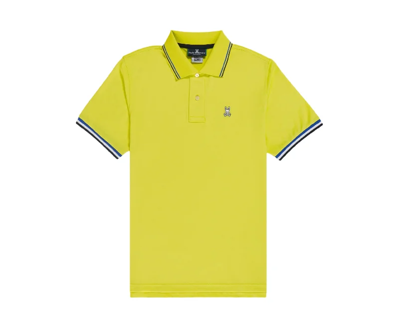 Men's long - sleeve henley t - shirts with button - down placketsPsycho Bunny Julian Sport Polo Lemon Pulp/Blue Men's Shirt B6K161S1PB-NVY Men's long - sleeve henley t - shirts with button - down placketsPsycho Bunny Julian Sport Polo Lemon Pulp/Blue Men's Shirt B6K161S1PB-NVY
