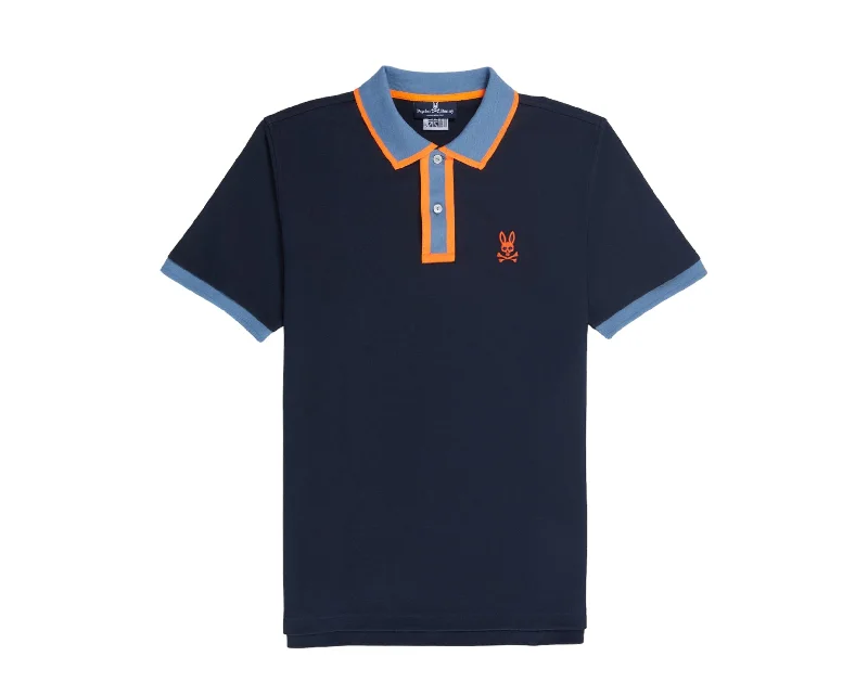 Men's smart - casual checkered t - shirts for semi - formal occasionsPsycho Bunny Kay Fashion Polo Navy/Blue/Orange B6K254W1PC-NVY Men's smart - casual checkered t - shirts for semi - formal occasionsPsycho Bunny Kay Fashion Polo Navy/Blue/Orange B6K254W1PC-NVY