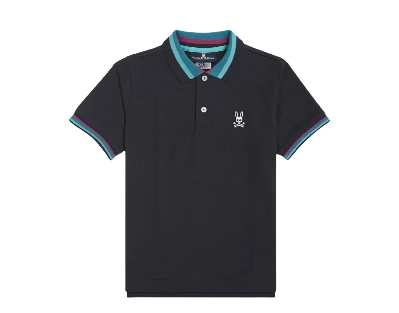 Men's polo t - shirts with a contrast collar for a preppy lookPsycho Bunny Kids Barrow Tipped Polo Navy Shirt B0K200Q1PC-NVY Men's polo t - shirts with a contrast collar for a preppy lookPsycho Bunny Kids Barrow Tipped Polo Navy Shirt B0K200Q1PC-NVY