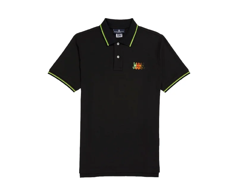 Men's UV - protection t - shirts for outdoor activities in the sunPsycho Bunny Lafayette Embroidered Stripe Polo Black Shirt B6K964U1PC-BLK Men's UV - protection t - shirts for outdoor activities in the sunPsycho Bunny Lafayette Embroidered Stripe Polo Black Shirt B6K964U1PC-BLK