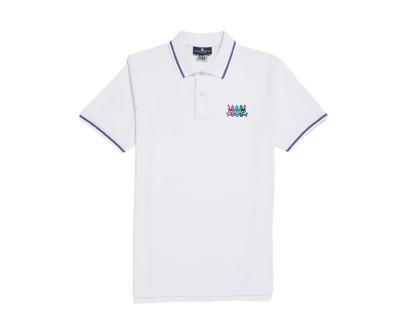 Men's tie - dye t - shirts with a bohemian stylePsycho Bunny Lafayette Embroidered Stripe Polo White Men's Shirt B6K964U1PC-WHT Men's tie - dye t - shirts with a bohemian stylePsycho Bunny Lafayette Embroidered Stripe Polo White Men's Shirt B6K964U1PC-WHT