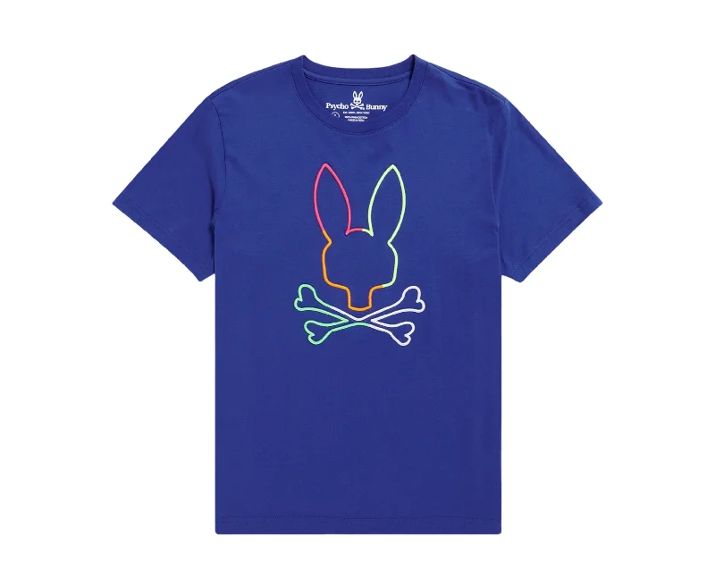 Men's short - sleeve linen t - shirts for summer beach outingsPsycho Bunny Leo Bunny Sapphire Blue/Multi Men's Tee Shirt B6U245S1PC-SPH Men's short - sleeve linen t - shirts for summer beach outingsPsycho Bunny Leo Bunny Sapphire Blue/Multi Men's Tee Shirt B6U245S1PC-SPH