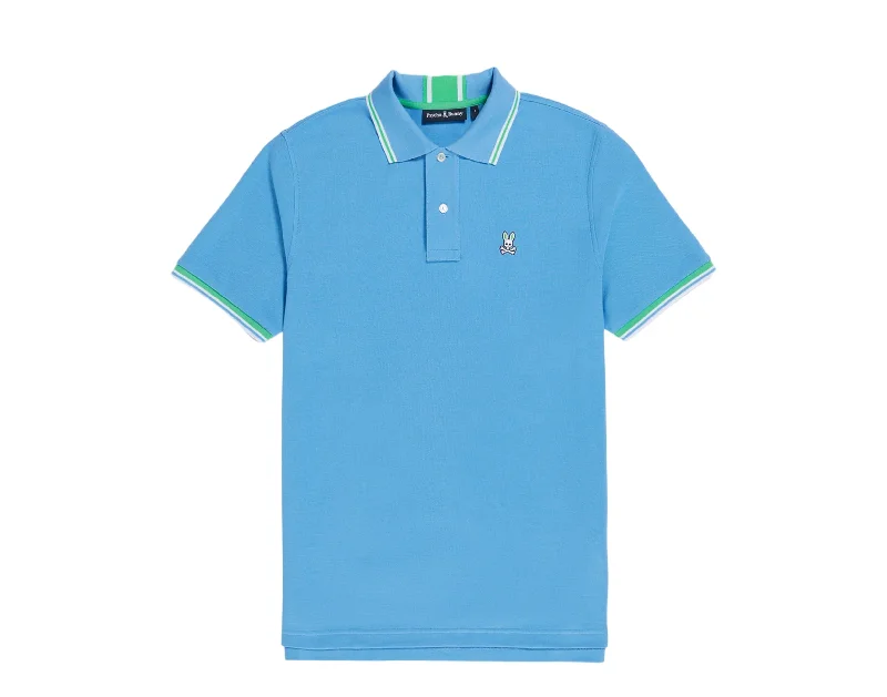 Men's polo t - shirts with a contrast collar for a preppy lookPsycho Bunny Men's Big & Tall Greenville Pique Polo Shirt Blue B9K121Y1PC-COE Men's polo t - shirts with a contrast collar for a preppy lookPsycho Bunny Men's Big & Tall Greenville Pique Polo Shirt Blue B9K121Y1PC-COE