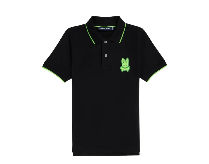 Men's slim - fit graphic t - shirts with vintage rock band printsPsycho Bunny Men's Cleveland Chainstitch Pique Polo Black B6K504Z1PC-BLK Men's slim - fit graphic t - shirts with vintage rock band printsPsycho Bunny Men's Cleveland Chainstitch Pique Polo Black B6K504Z1PC-BLK