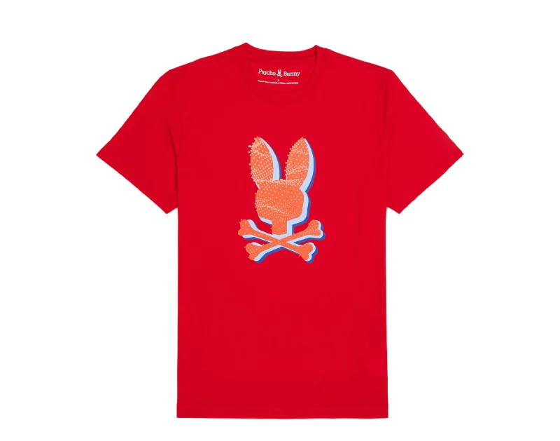 Men's short - sleeve linen t - shirts for summer beach outingsPsycho Bunny Men's Elgin Graphic Puff Print Tee Red/Blue B6U577Z1PC-BRI2 Men's short - sleeve linen t - shirts for summer beach outingsPsycho Bunny Men's Elgin Graphic Puff Print Tee Red/Blue B6U577Z1PC-BRI2