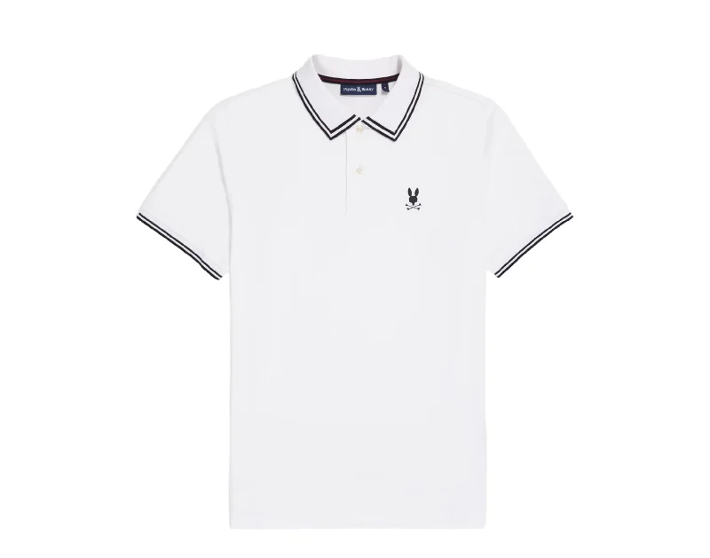 Men's long - sleeve henley t - shirts with button - down placketsPsycho Bunny Men's Lambert Pique Polo White/Black B6K402Z1PC-WHT Men's long - sleeve henley t - shirts with button - down placketsPsycho Bunny Men's Lambert Pique Polo White/Black B6K402Z1PC-WHT