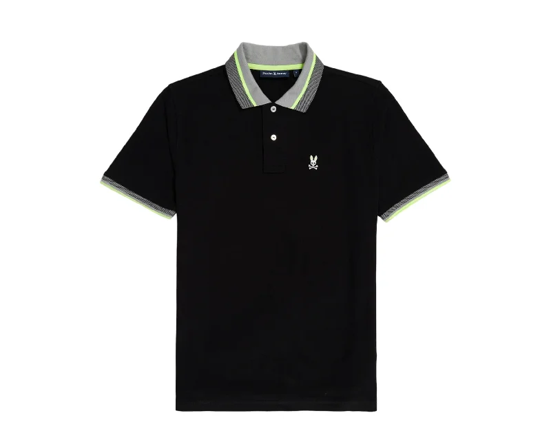 Men's antimicrobial t - shirts for odor - free freshness during travelPsycho Bunny Men's Manteno Pique Polo Black B6K330Z1PC-BLK