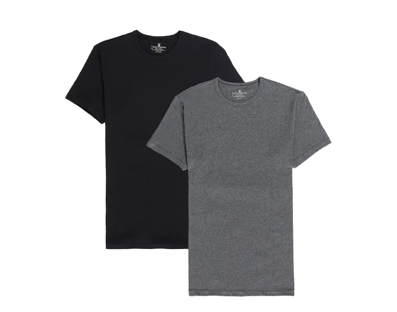Men's antimicrobial t - shirts for odor - free freshness during travelPsycho Bunny Men's Undershirt Crew Neck Tee Grey/Black 2 Pack B6U904ARCS-XGB
