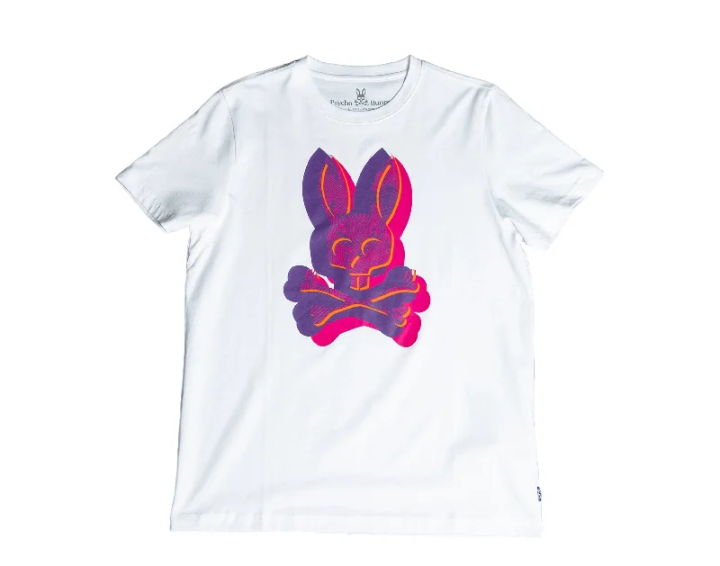 Men's slim - fit graphic t - shirts with vintage rock band printsPsycho Bunny Nickolas Graphic White Men's Tee Shirt B6U820S1PC-WHT Men's slim - fit graphic t - shirts with vintage rock band printsPsycho Bunny Nickolas Graphic White Men's Tee Shirt B6U820S1PC-WHT